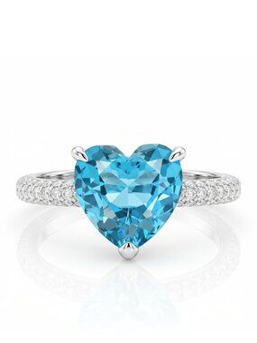 Blue and Teal tourmaline Heart stone ring, 925 Sterling Silver Charmed Aroma BP
